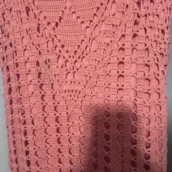 Evolution Open Knit Crochet Midi Dress Sleeveless Resort Beachy Party Sexy SZ S - Picture 4 of 10